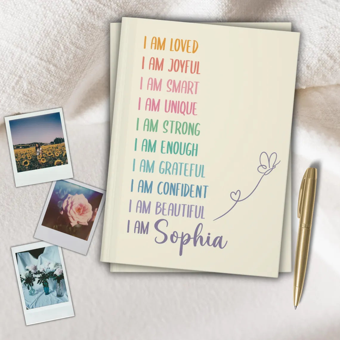 Personalized Affirmations Journal for Girls – Custom Name Diary Notebook