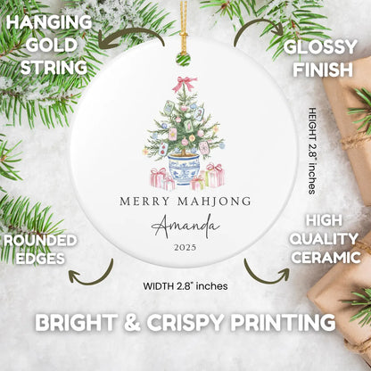 Merry Mahjong Ornament | Custom Ceramic Christmas Decor