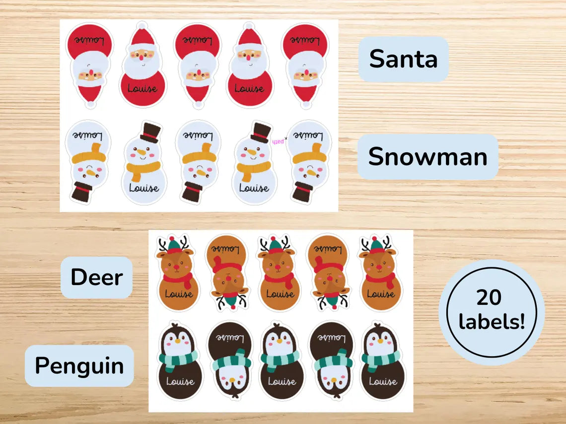Personalized Christmas Gift Tags Stickers | Set of 20 Holiday Labels