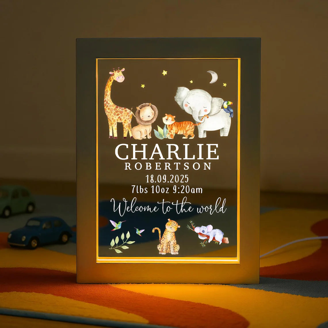 Personalized LED New Baby Night Light – Nursery Baby Girl/Boy Gift