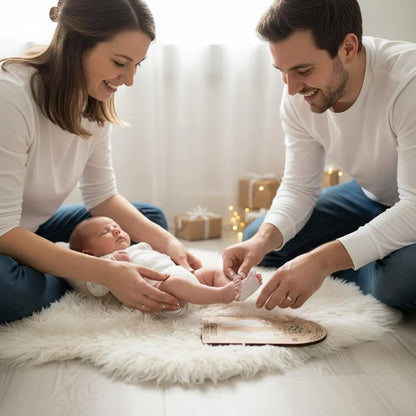 Personalised Baby’s First Christmas Mistletoe Plaque 2025 | Footprint Keepsake