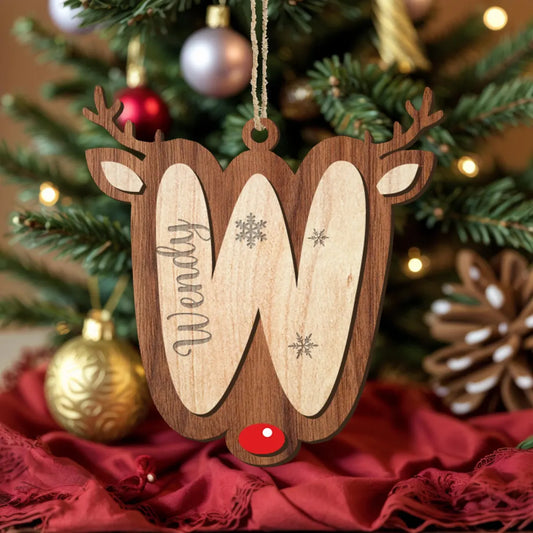 Personalized Reindeer Christmas Name Ornament – Family Holiday Decor