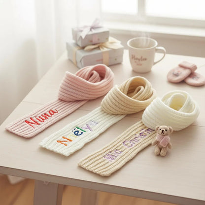 Custom Winter Scarf with Embroidered Name | Personalized Knit Scarf Gift