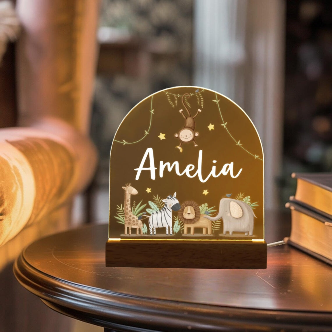 Personalised LED Animal Lamp | Kids Night Light | Safari Jungle Animal Light
