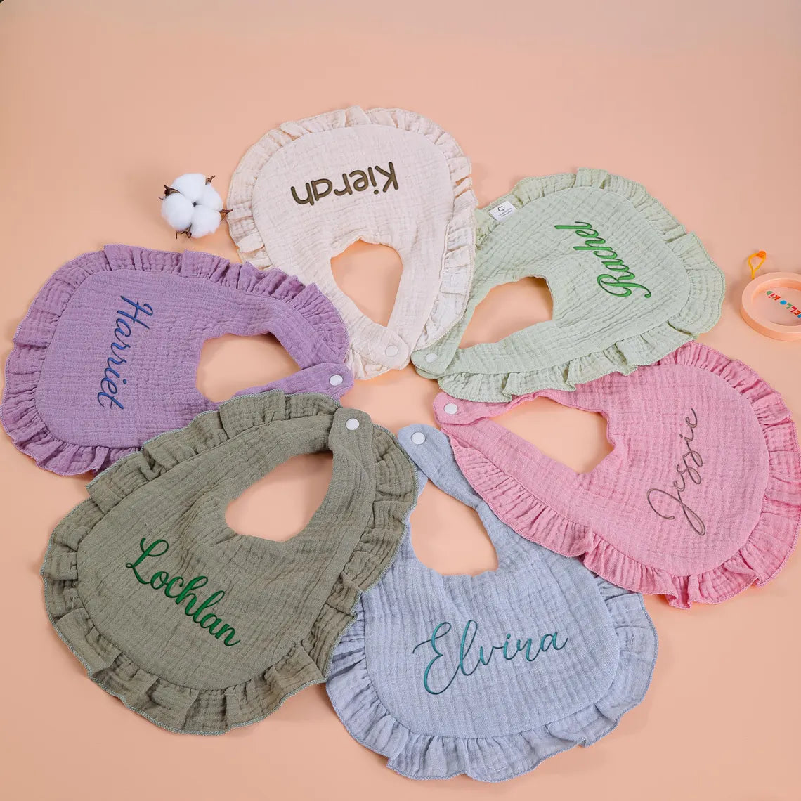 Personalized Baby Bibs – Custom Embroidered Cotton Baby Gift