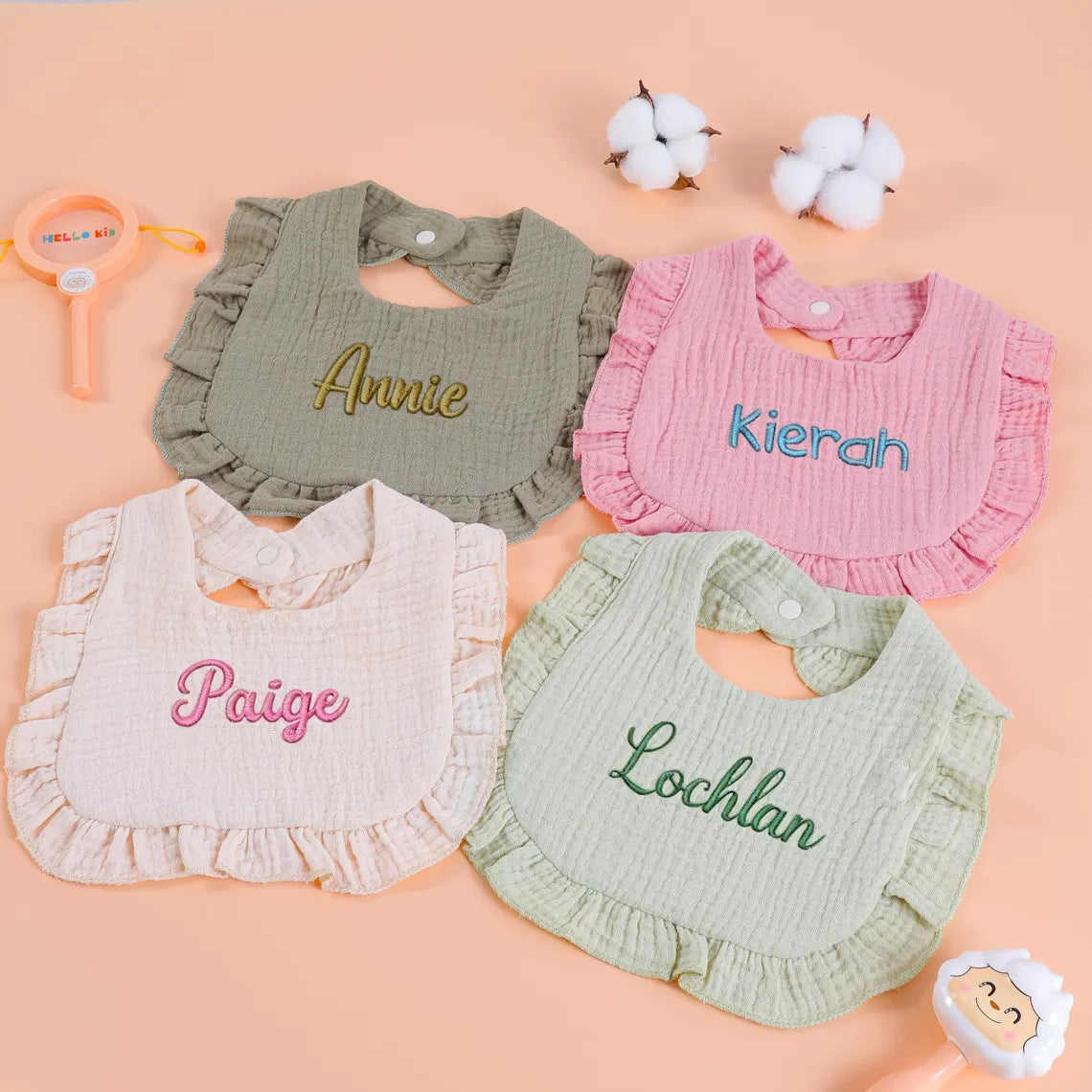 Personalized Baby Bibs – Custom Embroidered Cotton Baby Gift