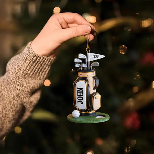 Personalized Golf Bag Ornament – Custom Name Golf Christmas 2025