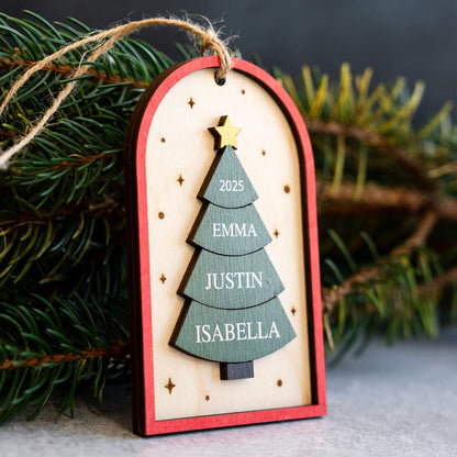 Personalized 2025 Family Christmas Ornament | Custom 3D Wood Keepsake