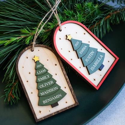 Personalized 2025 Family Christmas Ornament | Custom 3D Wood Keepsake