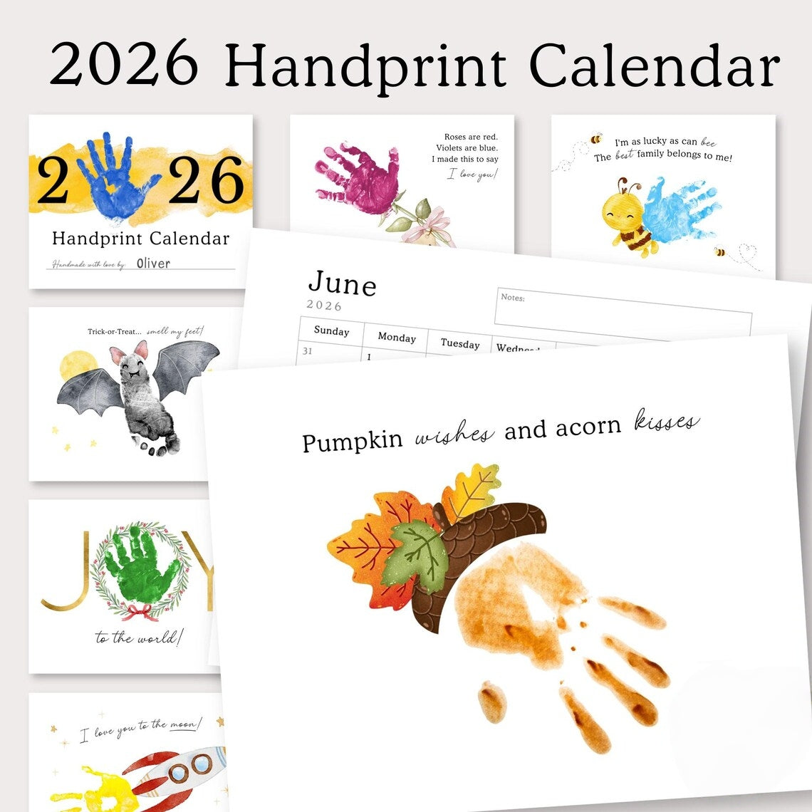 2026 Grandparents Handprint Calendar – Personalized Gift from Kids