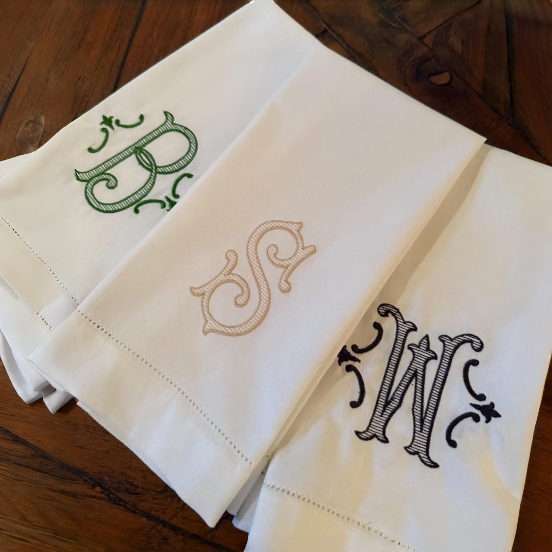 Personalized Embroidered Tea Towel with Custom Initial