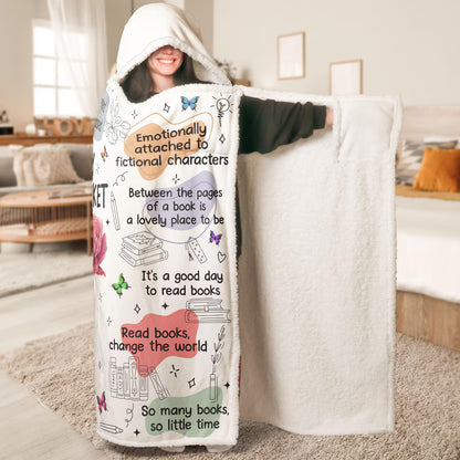 Personalized Book Lover Blanket Hoodie | Birth Flower Gift
