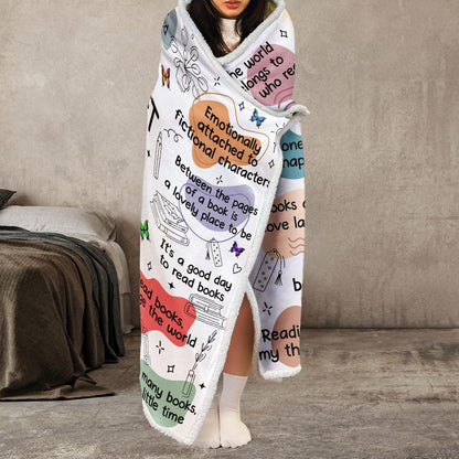 Personalized Book Lover Blanket Hoodie | Birth Flower Gift