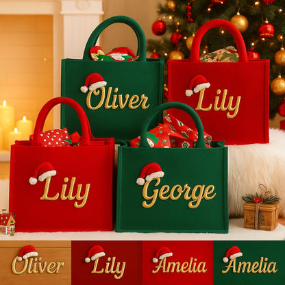 Personalisierte Weihnachtstaschen | Individuell bestickte Weihnachtsgeschenktasche