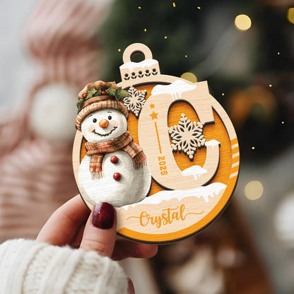 Personalisierter Schneemann-Weihnachtsbaumschmuck – Geschenk mit individuellem Namen für Kinder