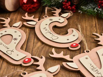Personalized Reindeer Letter Ornament | Christmas Stocking Tag