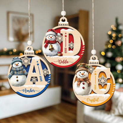 Personalisierter Schneemann-Weihnachtsbaumschmuck – Geschenk mit individuellem Namen für Kinder