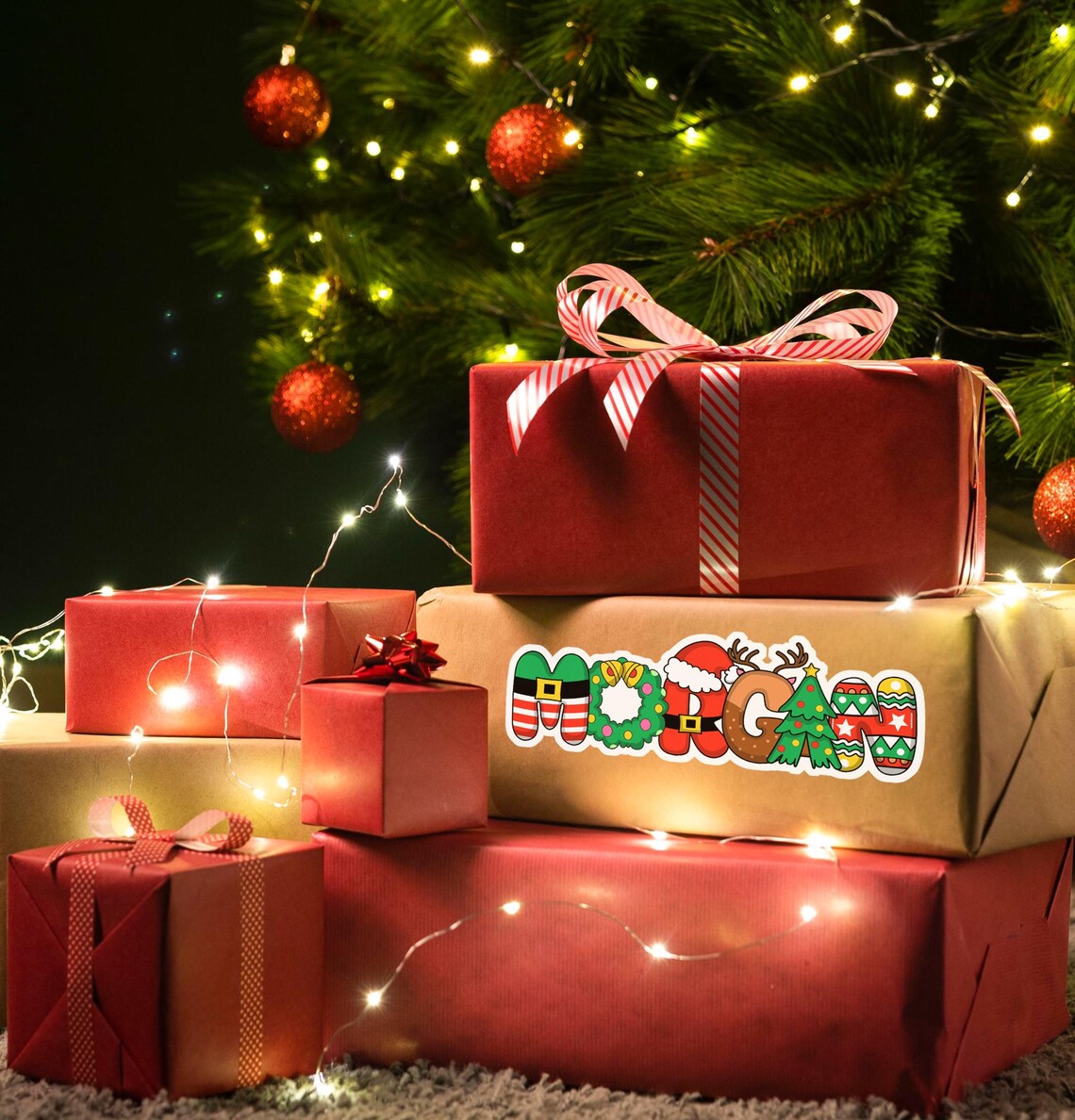 Personalized Christmas Gift Labels | Custom Name Stickers Set