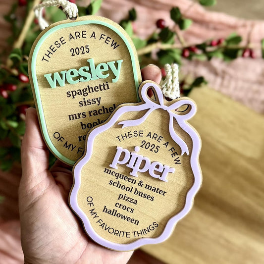 Personalized My Favorite Things Ornament 2025 – Kids Custom Christmas Gift