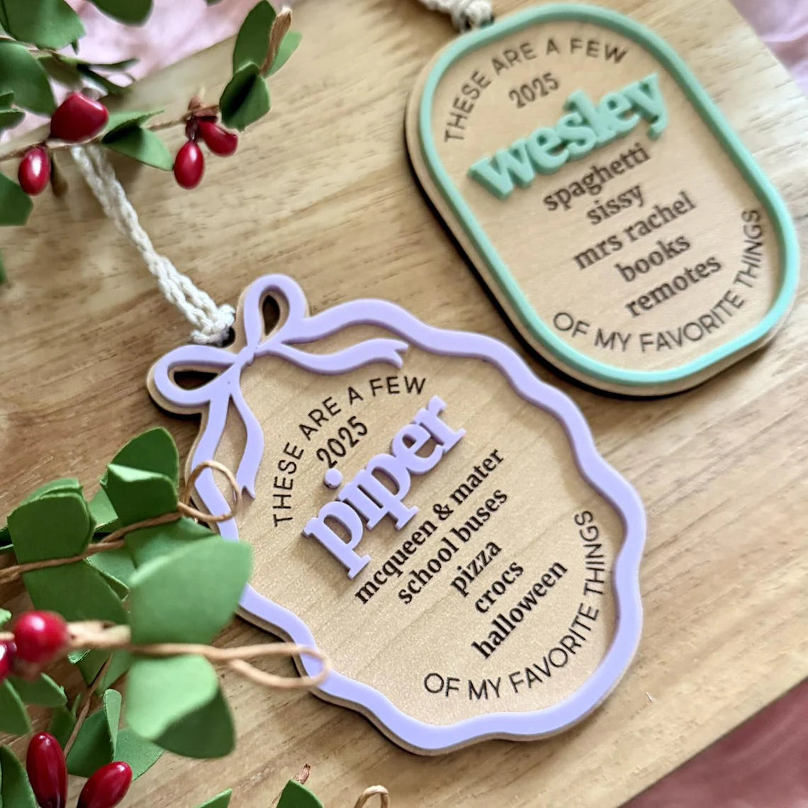 Personalized My Favorite Things Ornament 2025 – Kids Custom Christmas Gift