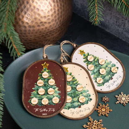 Personalized Family Christmas Ornament 2025 – Custom 3D Wood Keepsake