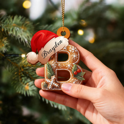 Personalized Gingerbread or Candy Cane Letter Ornament | Custom Initial