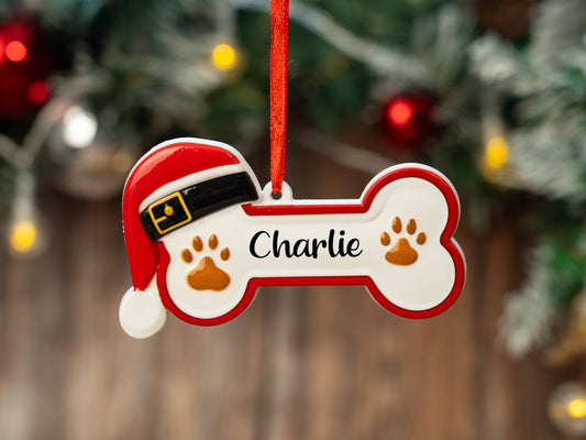 Ornement de Noël personnalisé en forme d'os pour chien | Souvenir personnalisé pour animaux de compagnie 2025