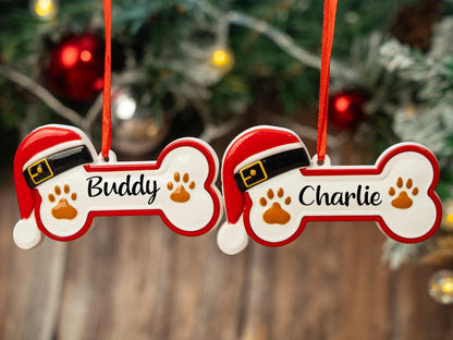 Ornement de Noël personnalisé en forme d'os pour chien | Souvenir personnalisé pour animaux de compagnie 2025