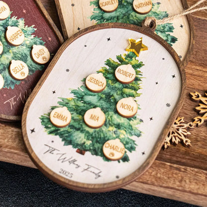 Personalized Family Christmas Ornament 2025 – Custom 3D Wood Keepsake