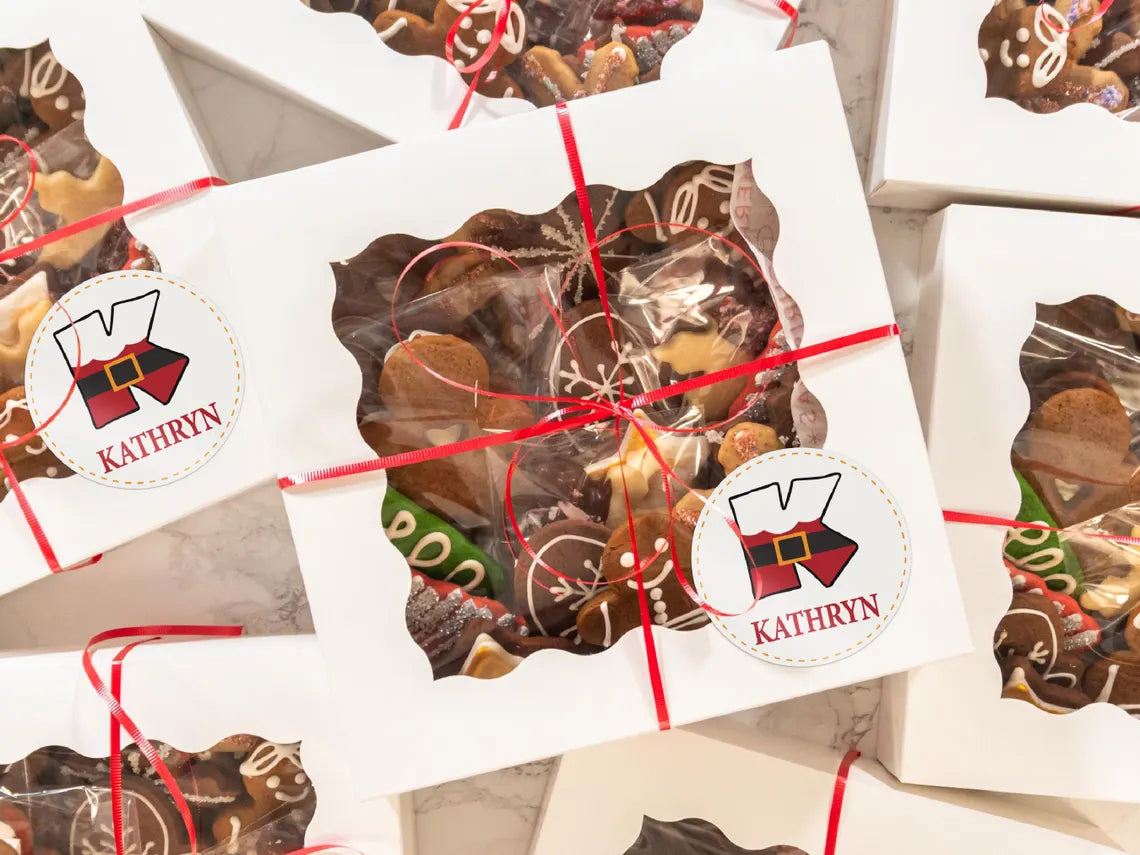 Étiquettes autocollantes rondes de Noël personnalisées | Étiquettes cadeaux avec le nom des enfants 2025