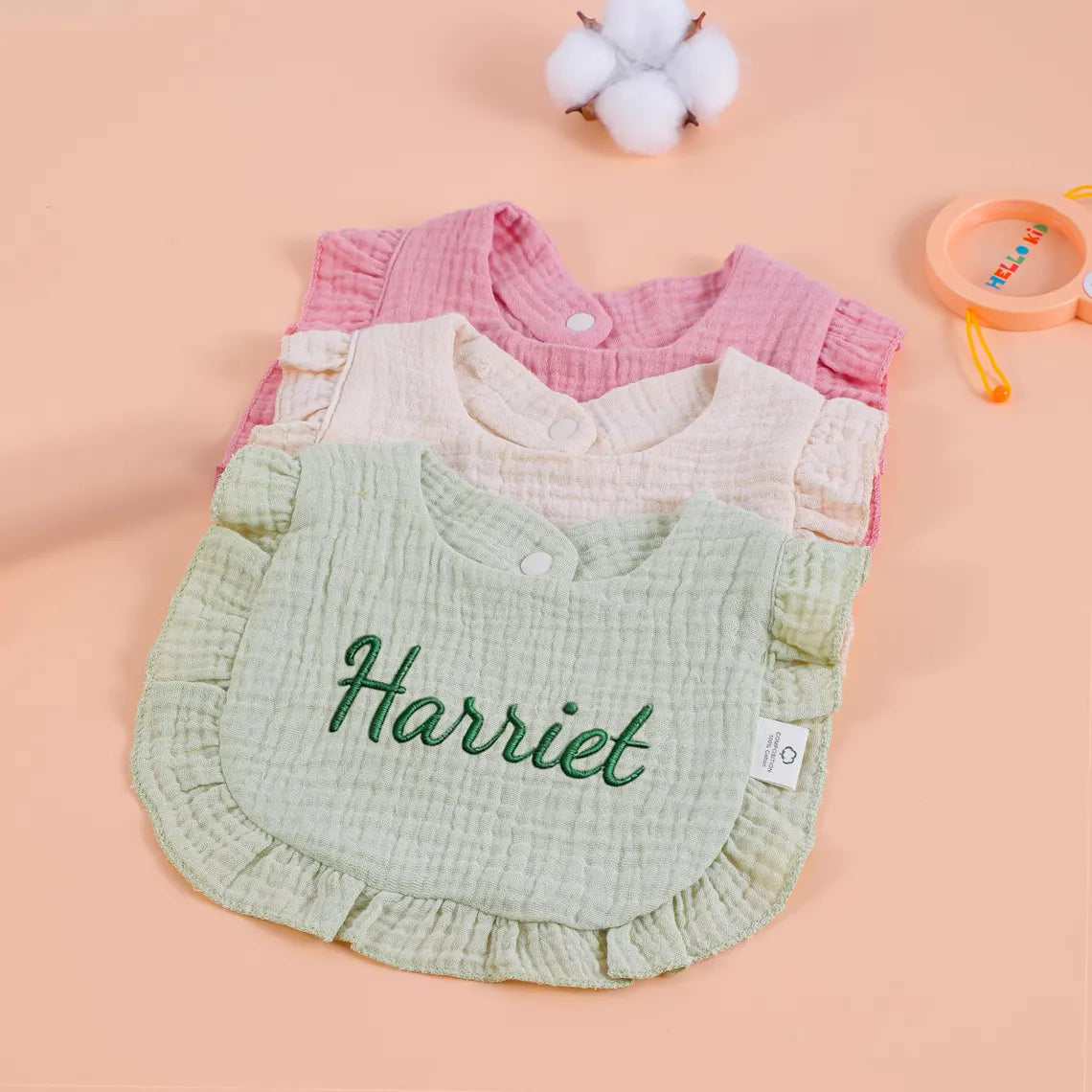 Personalized Baby Bibs – Custom Embroidered Cotton Baby Gift