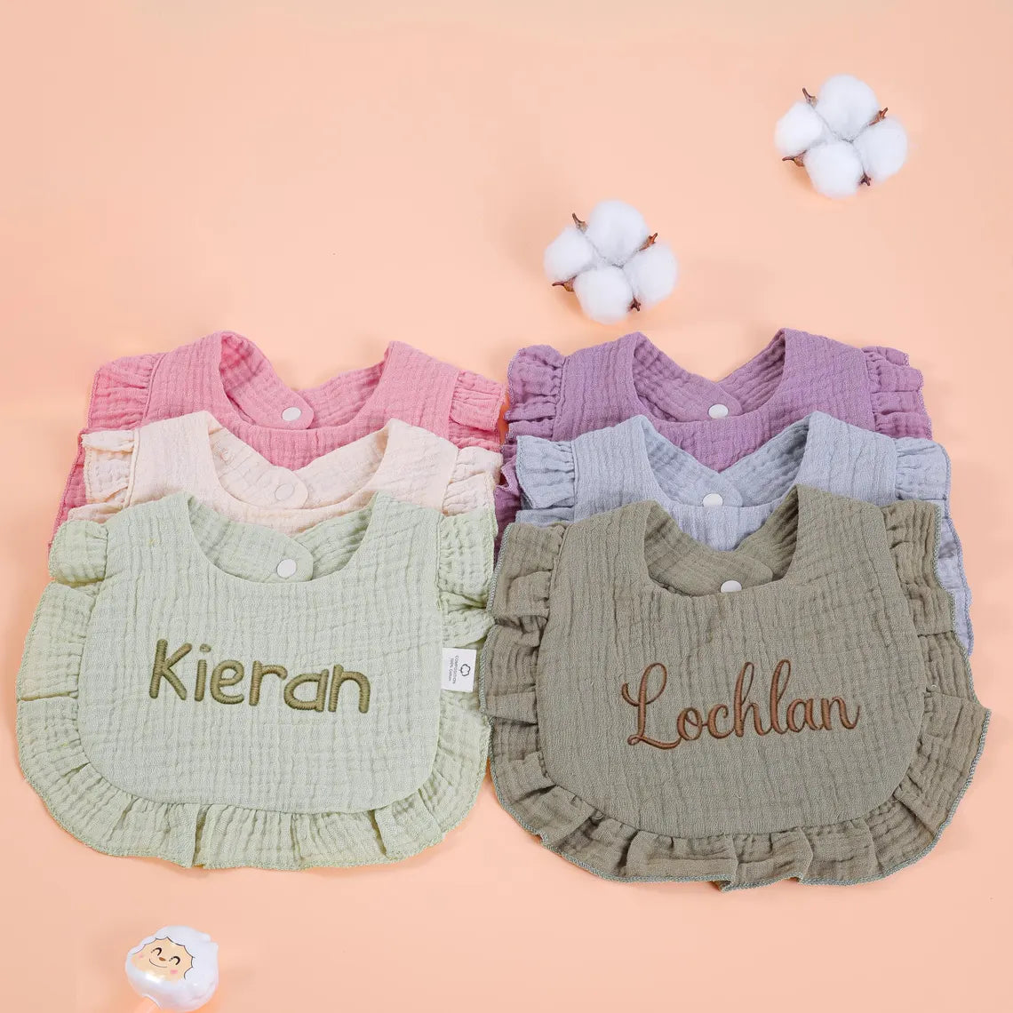 Personalized Baby Bibs – Custom Embroidered Cotton Baby Gift