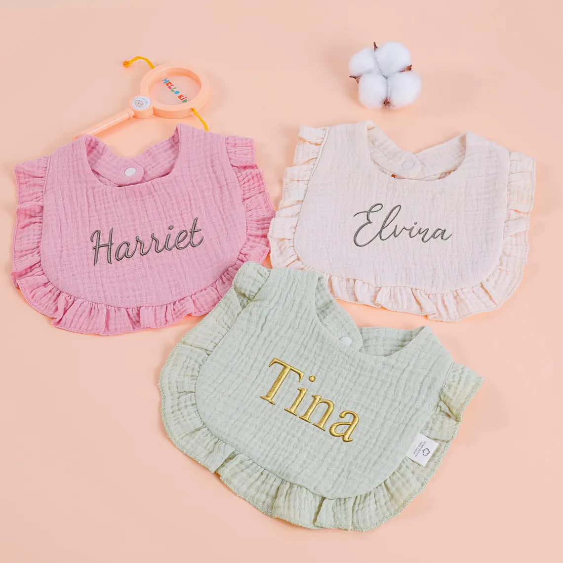 Personalized Baby Bibs – Custom Embroidered Cotton Baby Gift