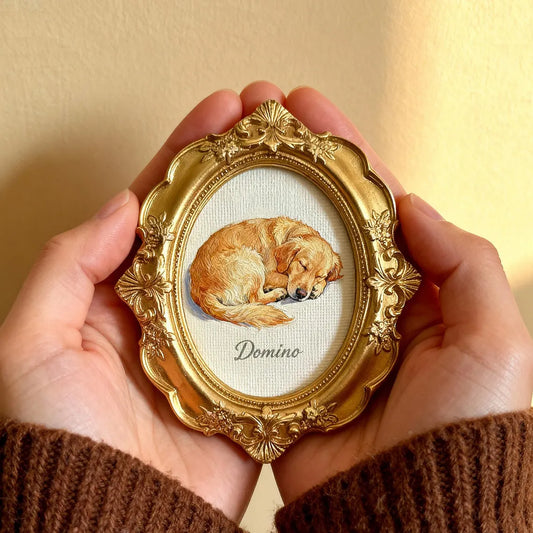 Custom Pet Portrait – Oil Painting Effect Dog & Cat Memorial Keepsake with Frame