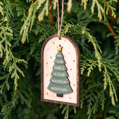 Personalized 2025 Family Christmas Ornament | Custom 3D Wood Keepsake