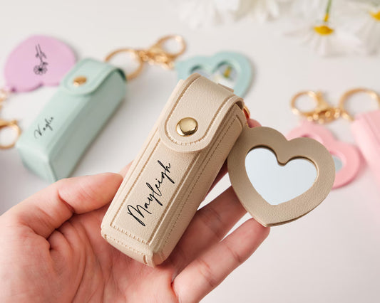 Personalized Birth Flower Lipstick Case with Mirror – Custom Gift