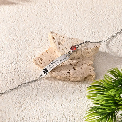 Personalized Medical Alert Bracelet for Women | Custom Birthstone ID Jewelry