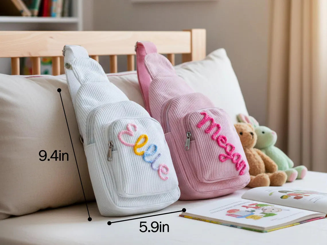 Personalized Toddler Corduroy Mini Sling Bag | Custom Kids Purse