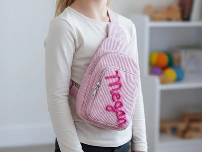 Personalized Toddler Corduroy Mini Sling Bag | Custom Kids Purse