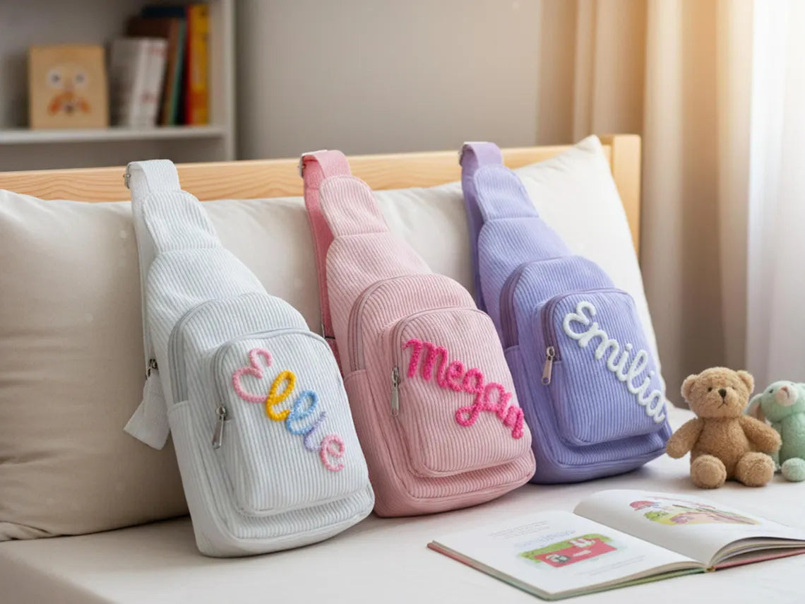 Personalized Toddler Corduroy Mini Sling Bag | Custom Kids Purse
