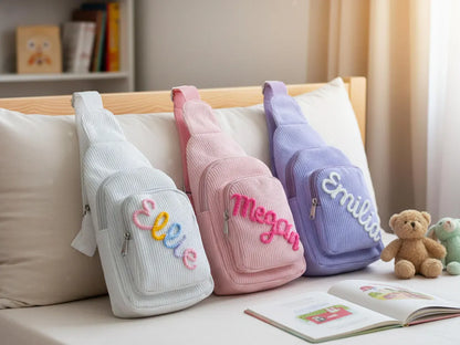 Personalized Toddler Corduroy Mini Sling Bag | Custom Kids Purse