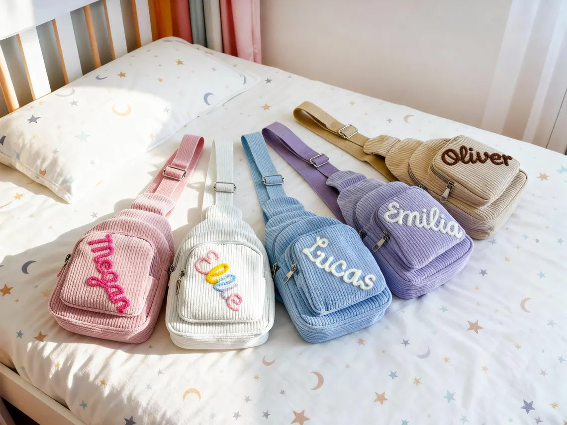 Personalized Toddler Corduroy Mini Sling Bag | Custom Kids Purse