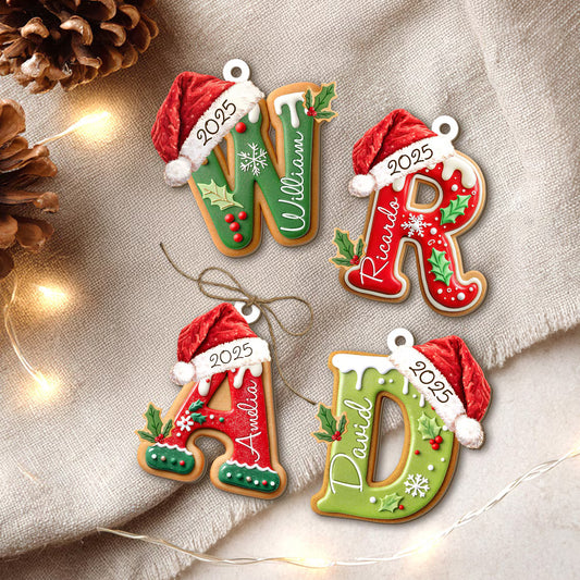 Personalized Name Gingerbread Letter Ornament |  Acrylic Christmas Gift
