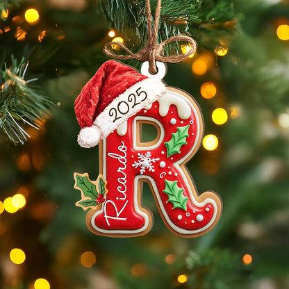 Personalized Name Gingerbread Letter Ornament |  Acrylic Christmas Gift