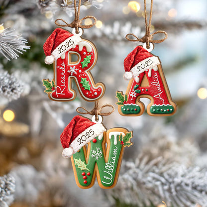 Personalized Name Gingerbread Letter Ornament |  Acrylic Christmas Gift