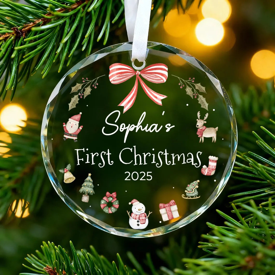 Personalized Baby’s First Christmas Ornament 2025 | Glass Keepsake