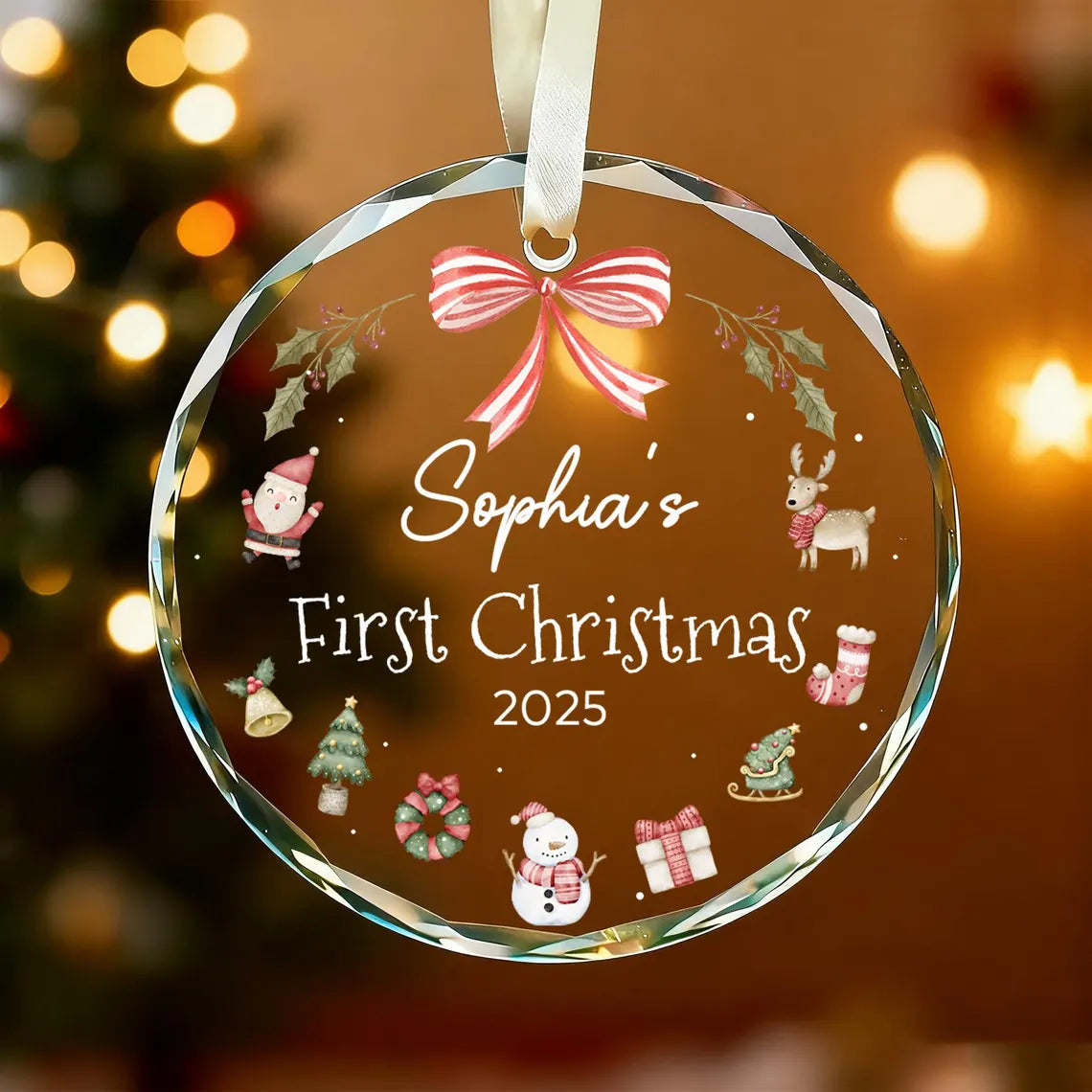 Personalized Baby’s First Christmas Ornament 2025 | Glass Keepsake