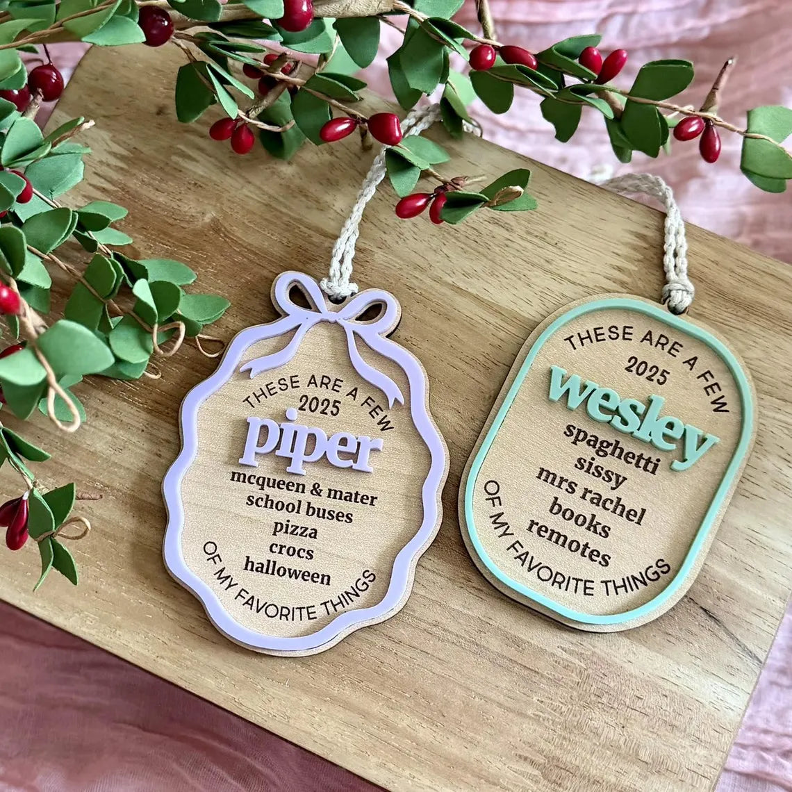 Personalized My Favorite Things Ornament 2025 – Kids Custom Christmas Gift