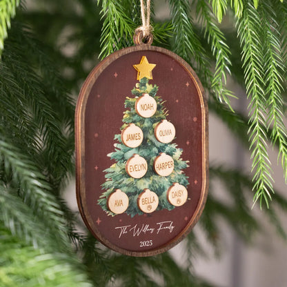 Personalized Family Christmas Ornament 2025 – Custom 3D Wood Keepsake