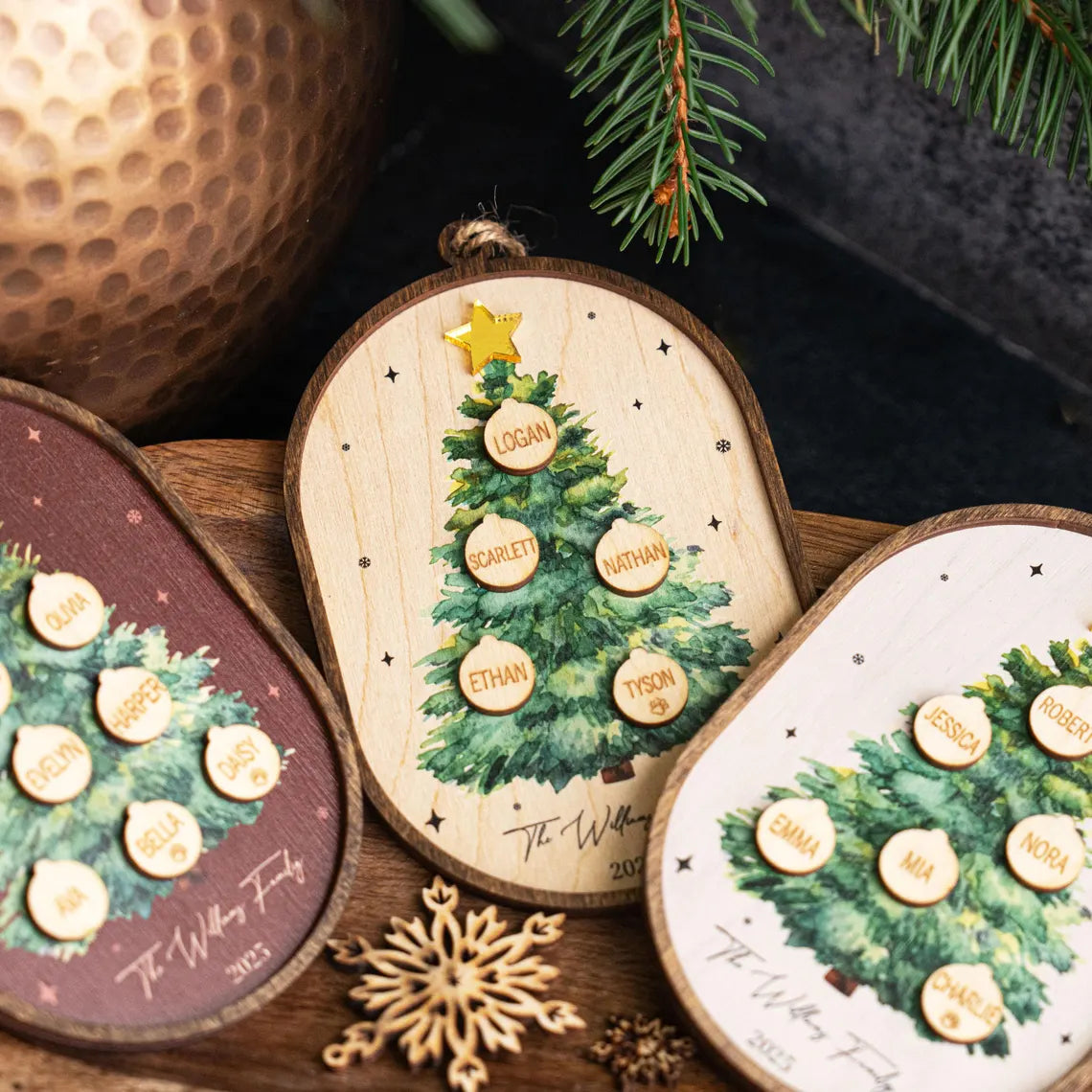 Personalized Family Christmas Ornament 2025 – Custom 3D Wood Keepsake